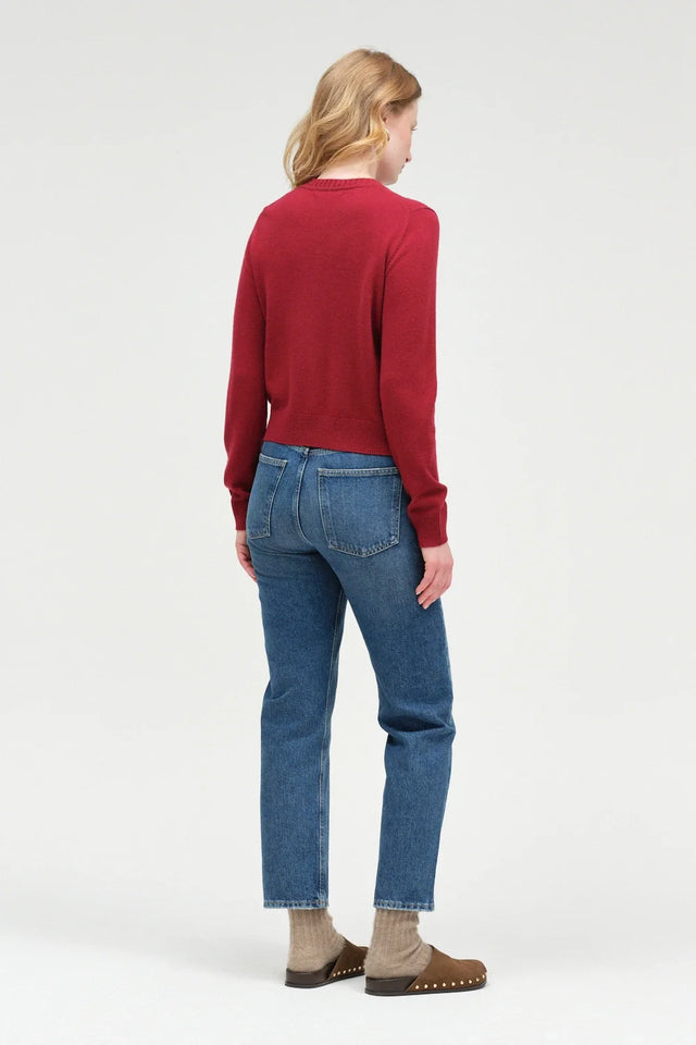 Cherry Wool-Cashmere Crew Neck Cardigan image 3