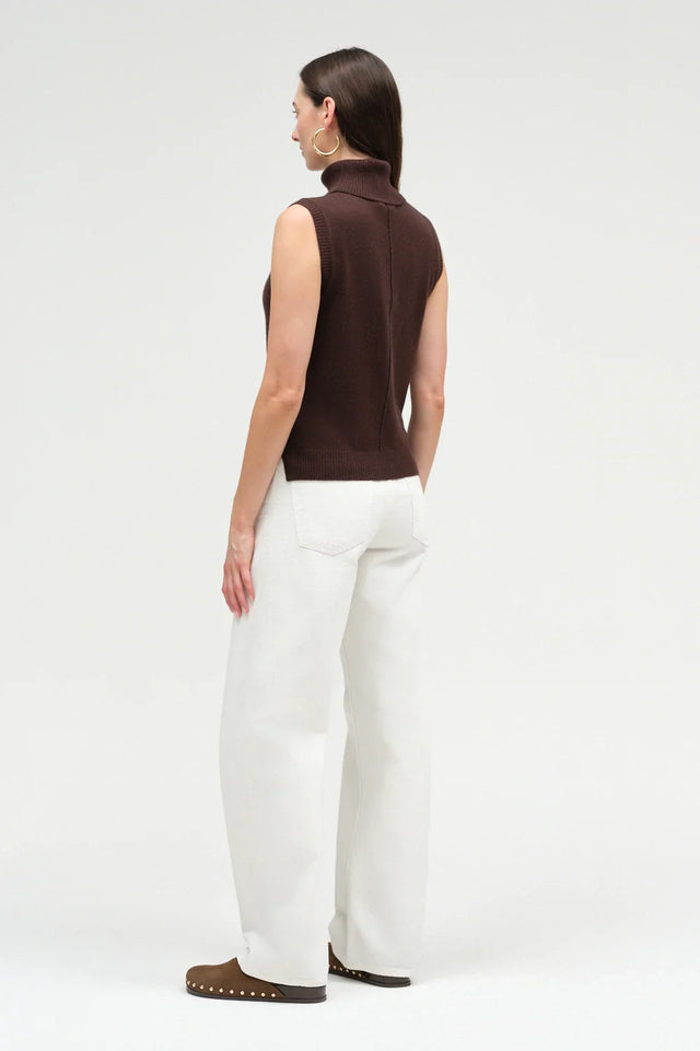 Chocolate Wool-Cashmere High-Neck Tank image 3
