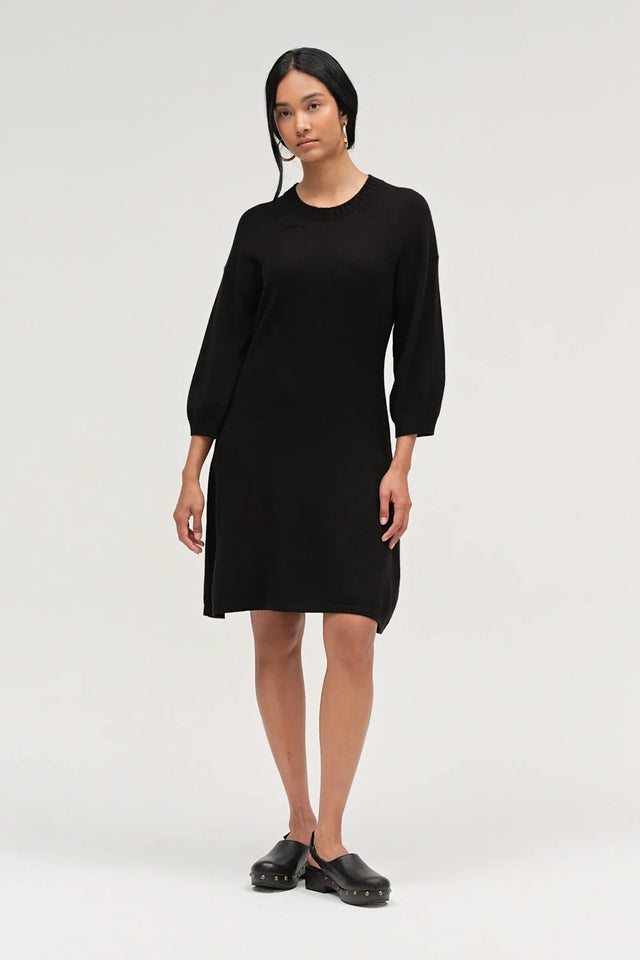 Black Wool-Cashmere Wide-Sleeve Dress image 2