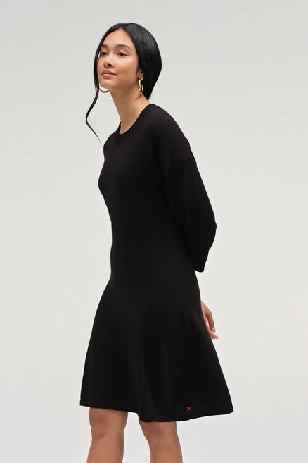 Black Wool-Cashmere Wide-Sleeve Dress