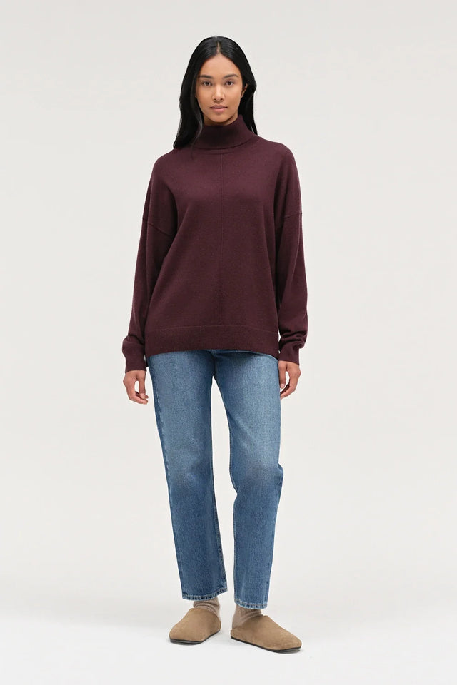 Aubergine Wool-Cashmere Relaxed Rollneck Sweater image 2