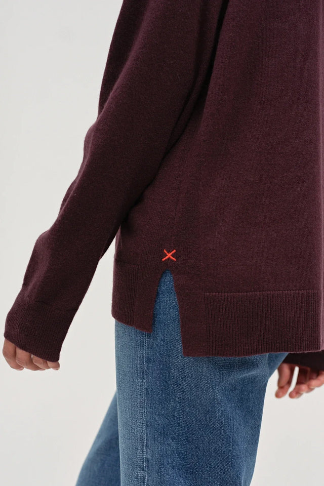 Aubergine Wool-Cashmere Relaxed Rollneck Sweater image 4
