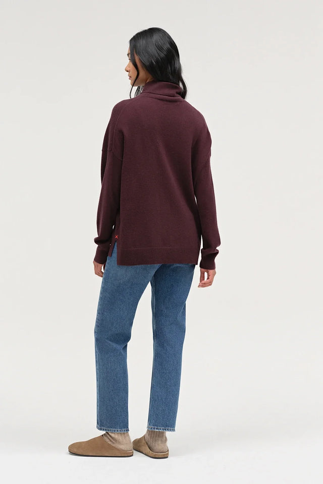 Aubergine Wool-Cashmere Relaxed Rollneck Sweater image 3