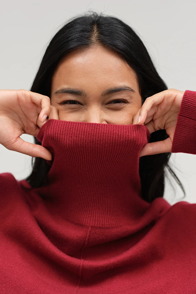 Cherry Wool-Cashmere Relaxed Rollneck Sweater image 5