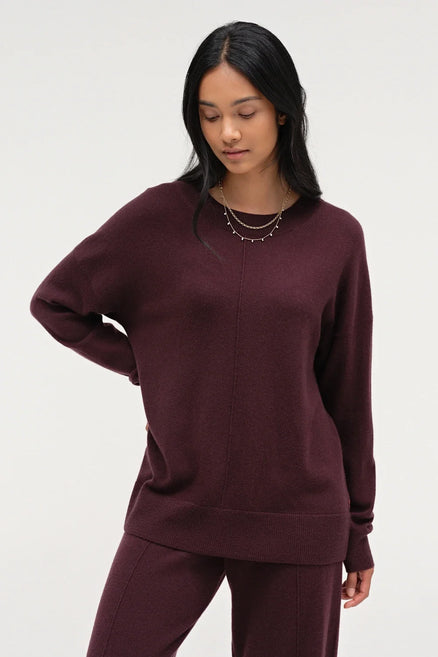 Aubergine Wool-Cashmere Slouchy Sweater