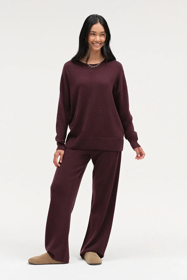 Aubergine Wool-Cashmere Slouchy Sweater image 2