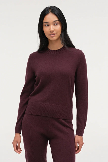 Aubergine Wool-Cashmere Cropped Sweater