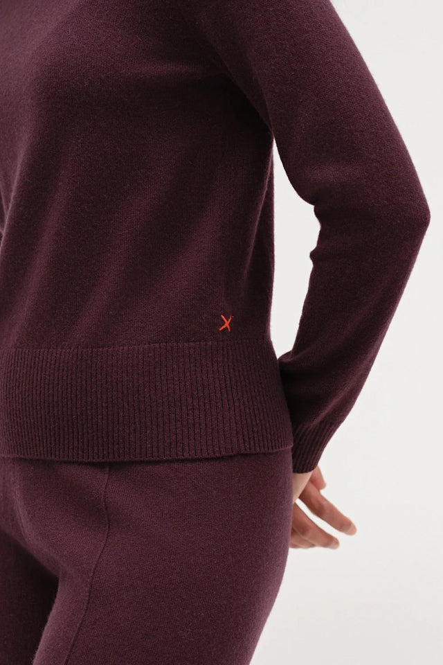 Aubergine Wool-Cashmere Cropped Sweater image 4