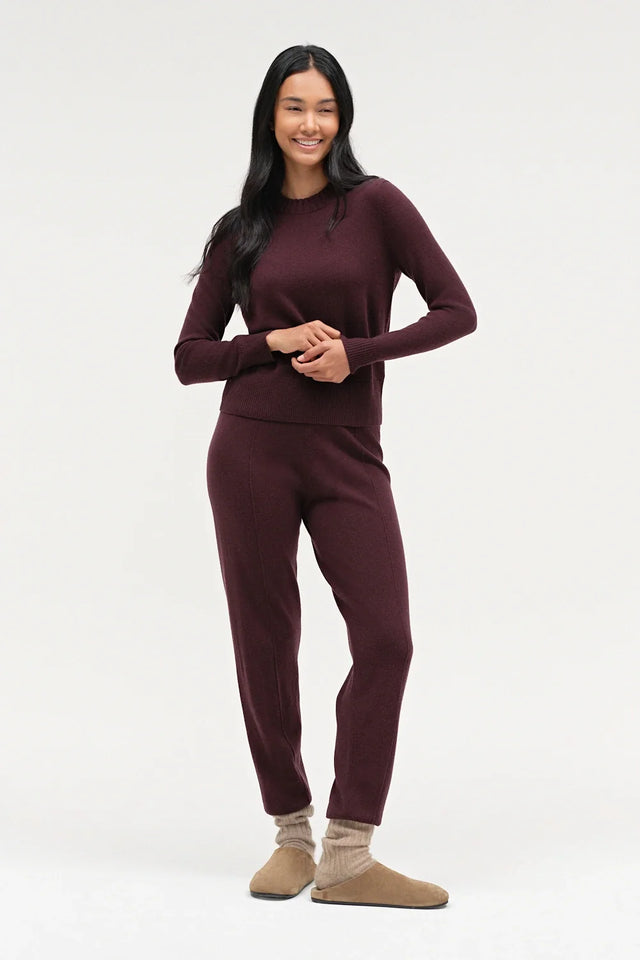 Aubergine Wool-Cashmere Cropped Sweater image 5