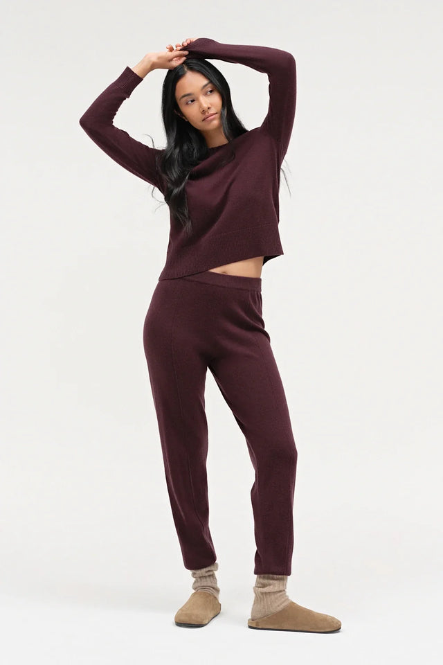 Aubergine Wool-Cashmere Cropped Sweater image 6