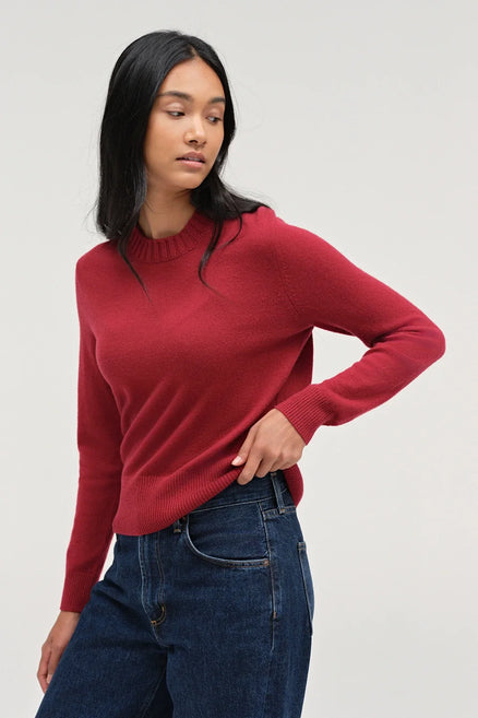 Cherry Wool-Cashmere Cropped Sweater