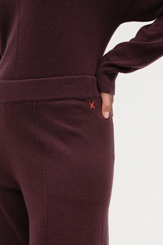 Aubergine Wool-Cashmere Wide-Leg Track Pant image 3