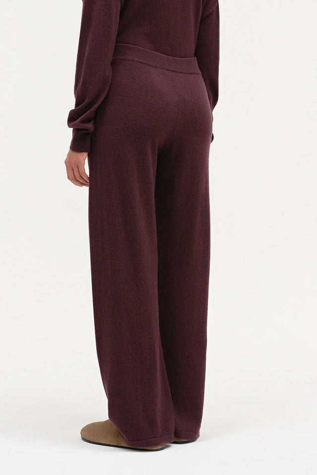 Aubergine Wool-Cashmere Wide-Leg Track Pant image 2