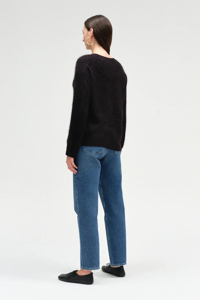 Black Brushed Cashmere Crew Neck Sweater image 4