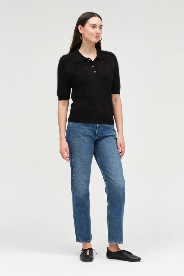 Black Brushed Cashmere Polo Tee image 3