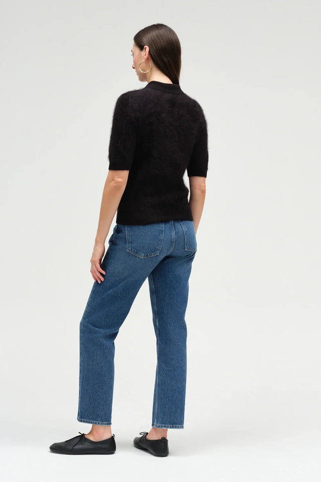 Black Brushed Cashmere Polo Tee image 5
