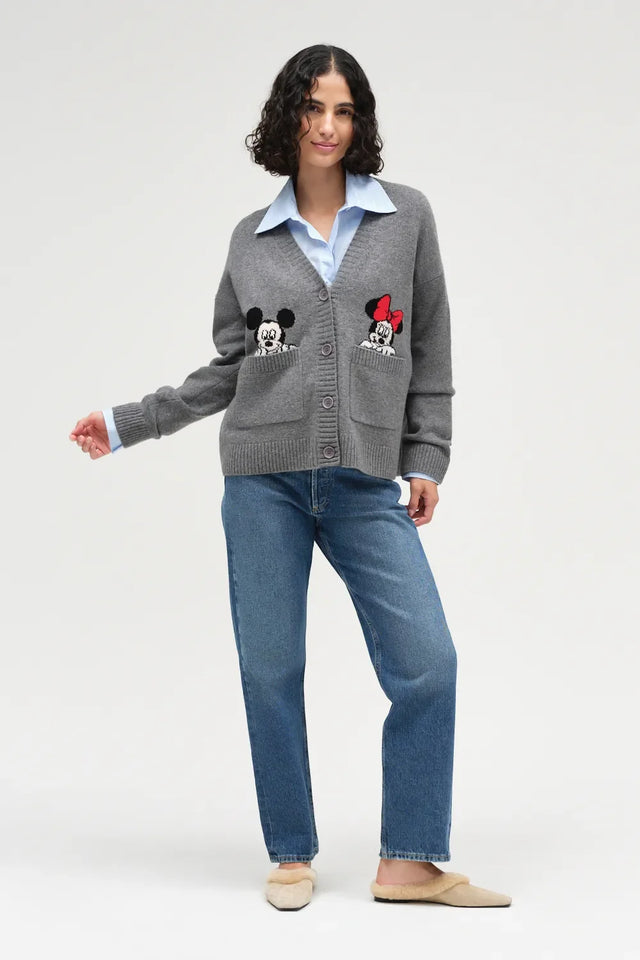 Grey Wool-Cashmere Disney Peek Pocket Cardigan image 2