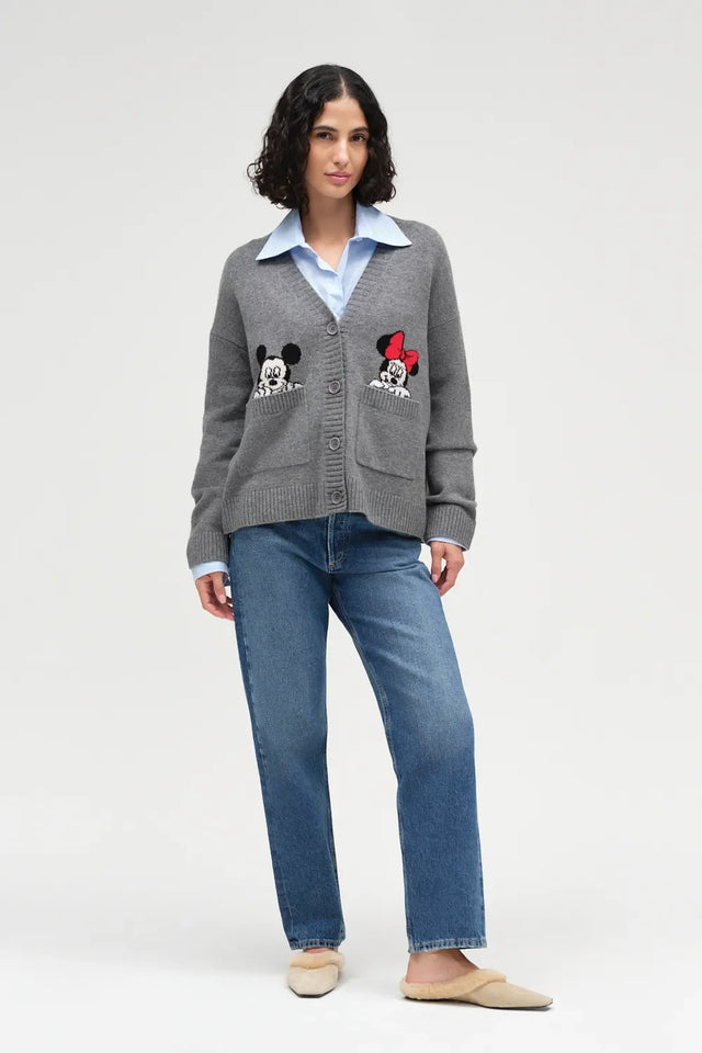 Grey Wool-Cashmere Disney Peek Pocket Cardigan image 3