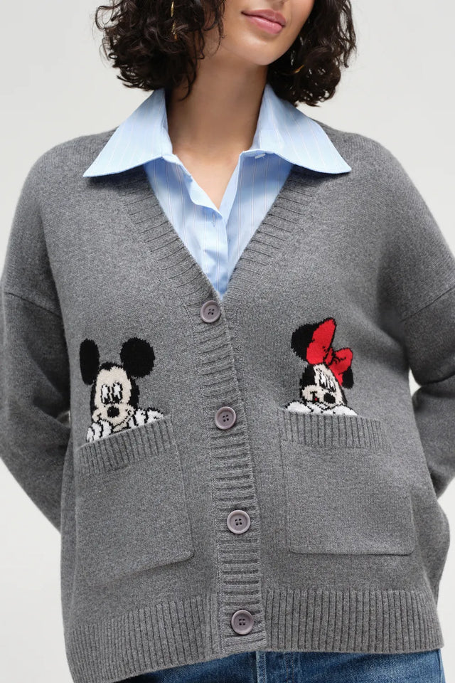 Grey Wool-Cashmere Disney Peek Pocket Cardigan image 5