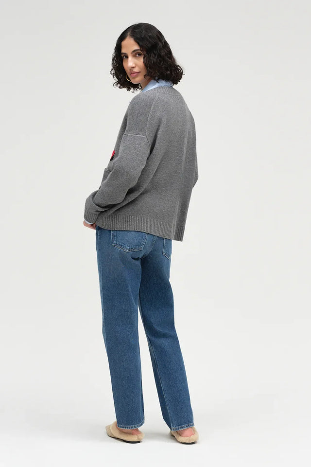 Grey Wool-Cashmere Disney Peek Pocket Cardigan image 4