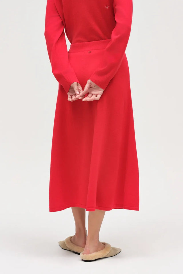 Red Wool-Cashmere Argyle Skirt image 3