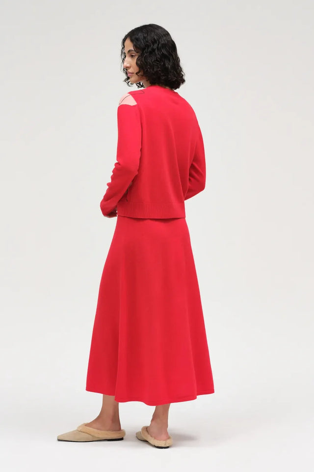 Red Wool-Cashmere Argyle Cardigan image 3