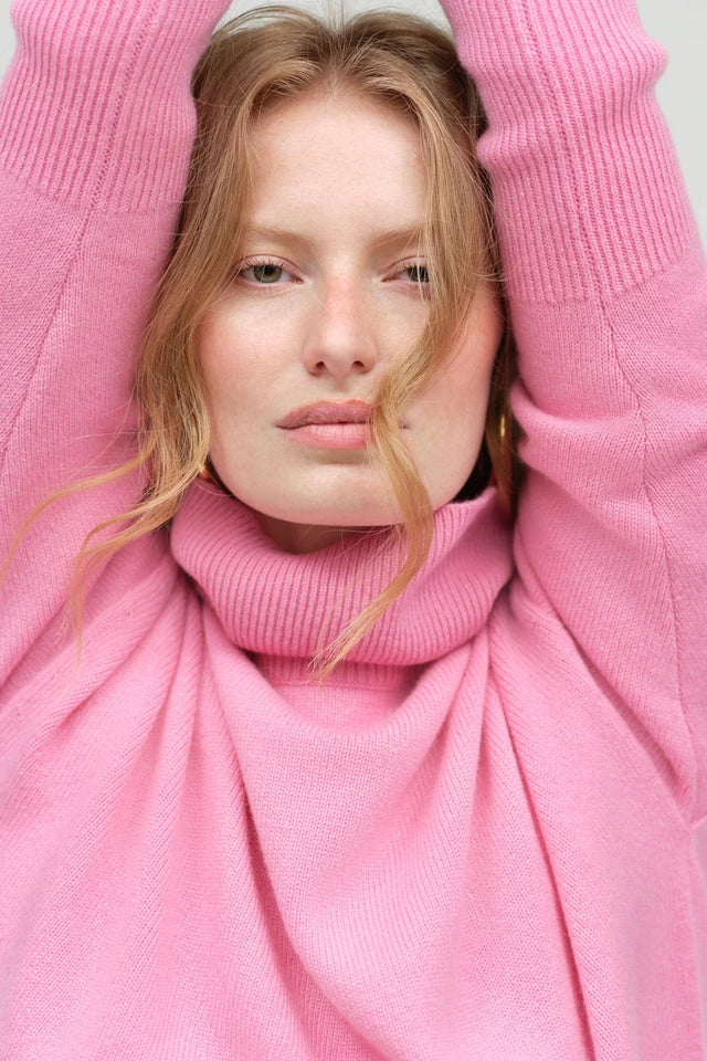 Flamingo-Pink Pure Cashmere Rollneck Sweater image 5