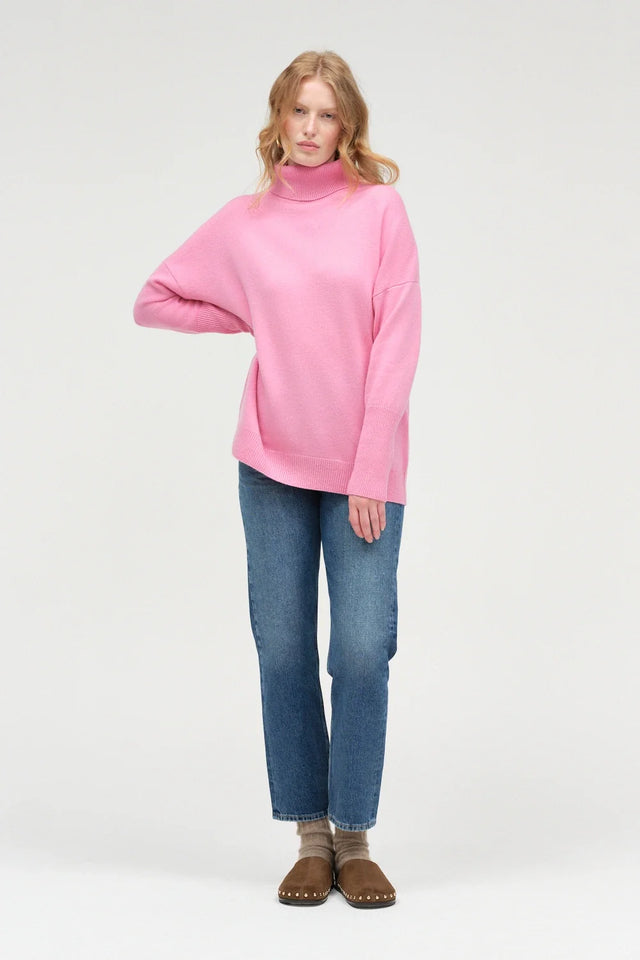 Flamingo-Pink Pure Cashmere Rollneck Sweater image 2