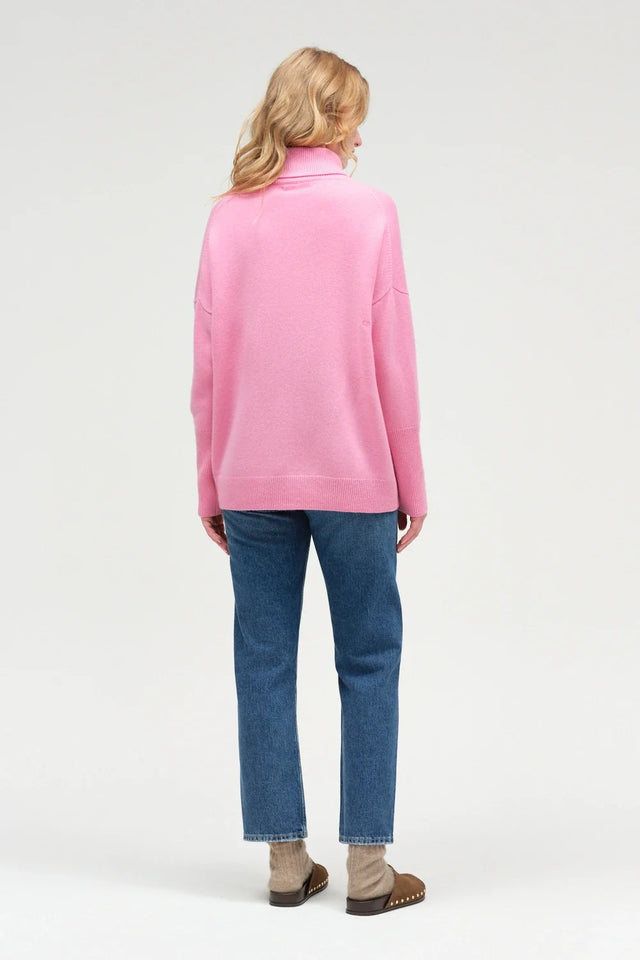 Flamingo-Pink Pure Cashmere Rollneck Sweater image 4