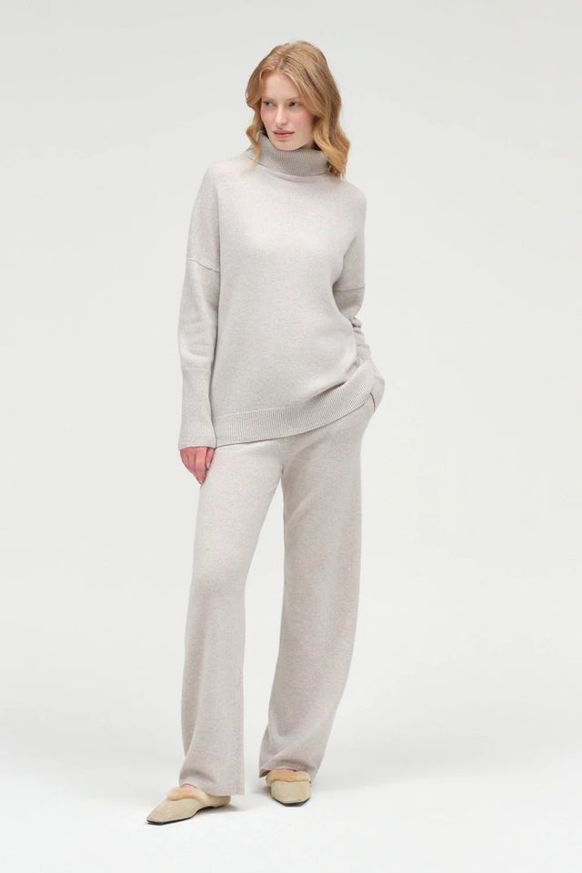 Light-Oatmeal Pure Cashmere Rollneck Sweater image 2