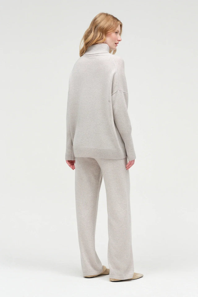 Light-Oatmeal Pure Cashmere Rollneck Sweater image 3