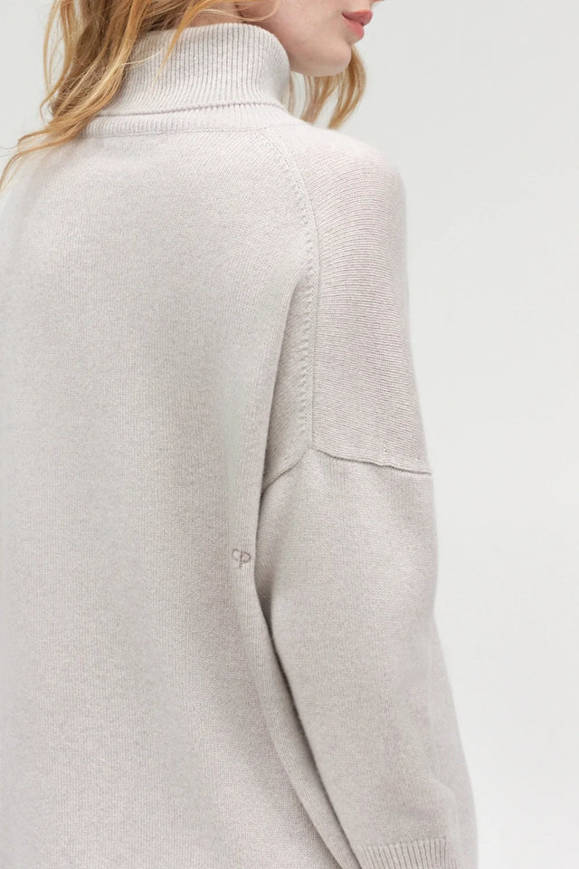 Light-Oatmeal Pure Cashmere Rollneck Sweater image 4