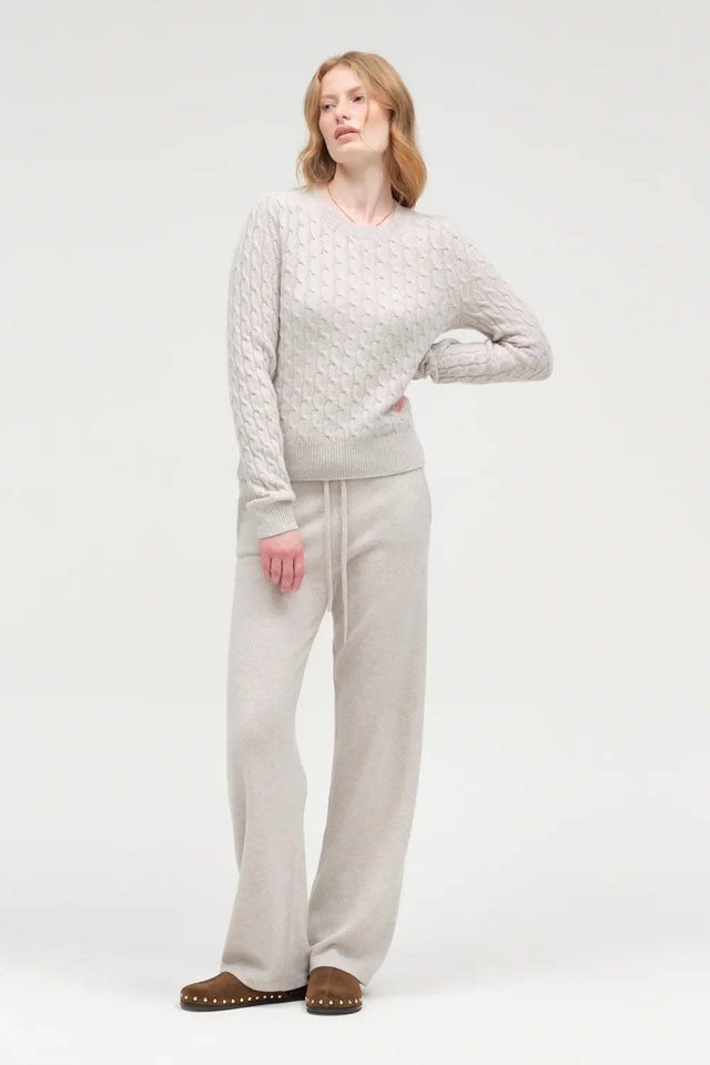 Chinchilla Pure Cashmere Cable Sweater image 2