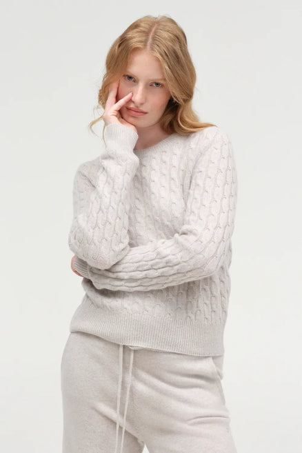 Chinchilla Pure Cashmere Cable Sweater