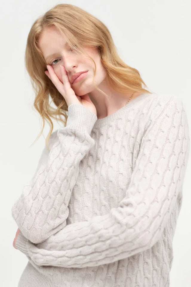 Chinchilla Pure Cashmere Cable Sweater image 5