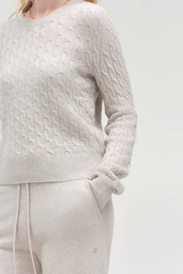 Chinchilla Pure Cashmere Cable Sweater image 6