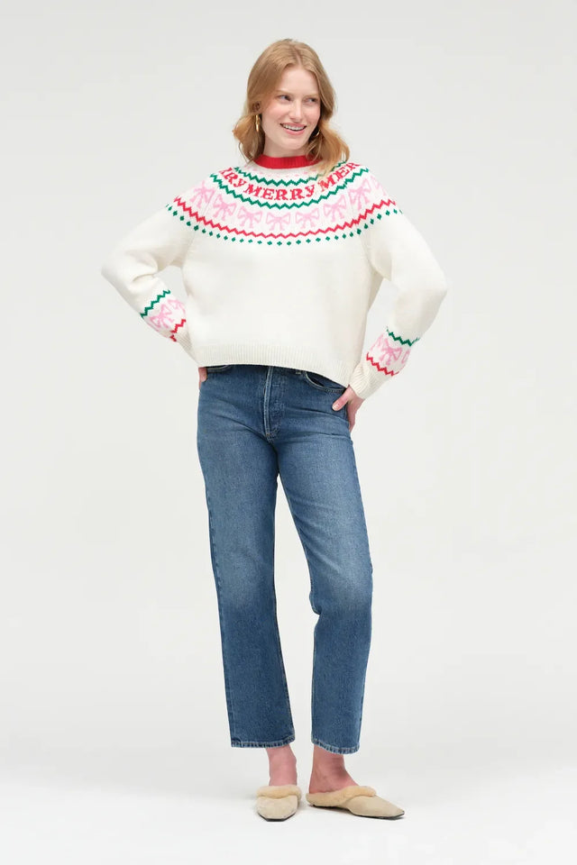 Cream Wool-Cashmere Let's Be Merry Sweater image 3
