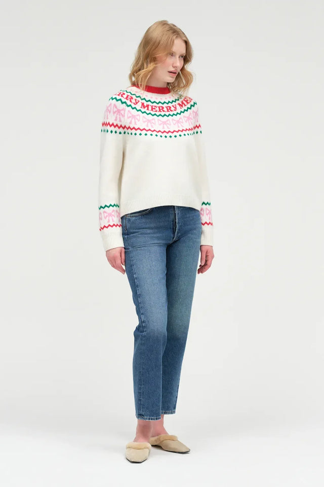 Cream Wool-Cashmere Let's Be Merry Sweater image 2