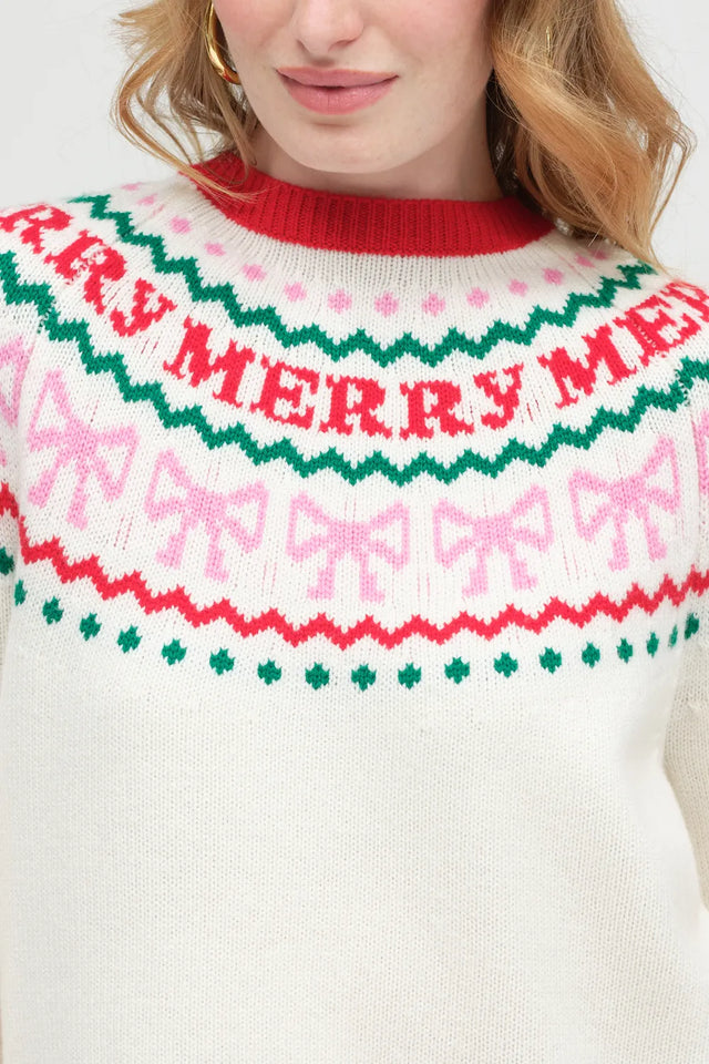 Cream Wool-Cashmere Let's Be Merry Sweater image 5
