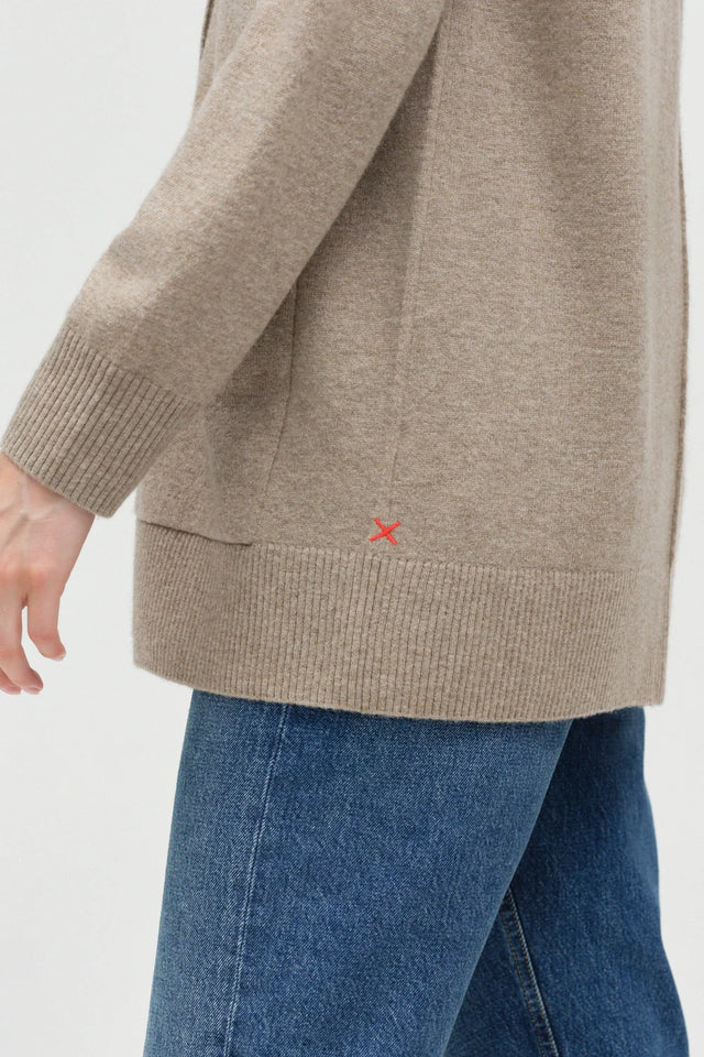 Warm-Oatmeal Wool-Cashmere Long Cardigan image 4