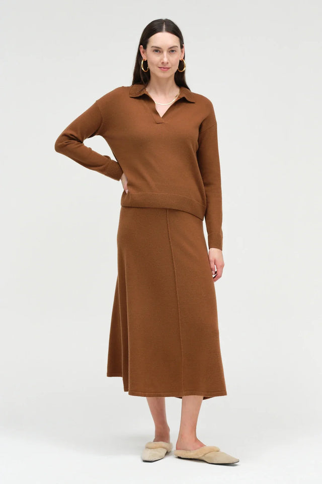 Toffee Wool-Cashmere Collared Sweater image 2