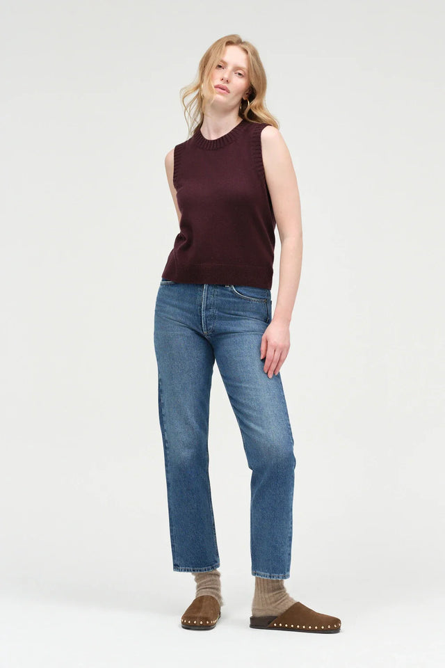 Aubergine Wool-Cashmere High-Neck Tank image 2
