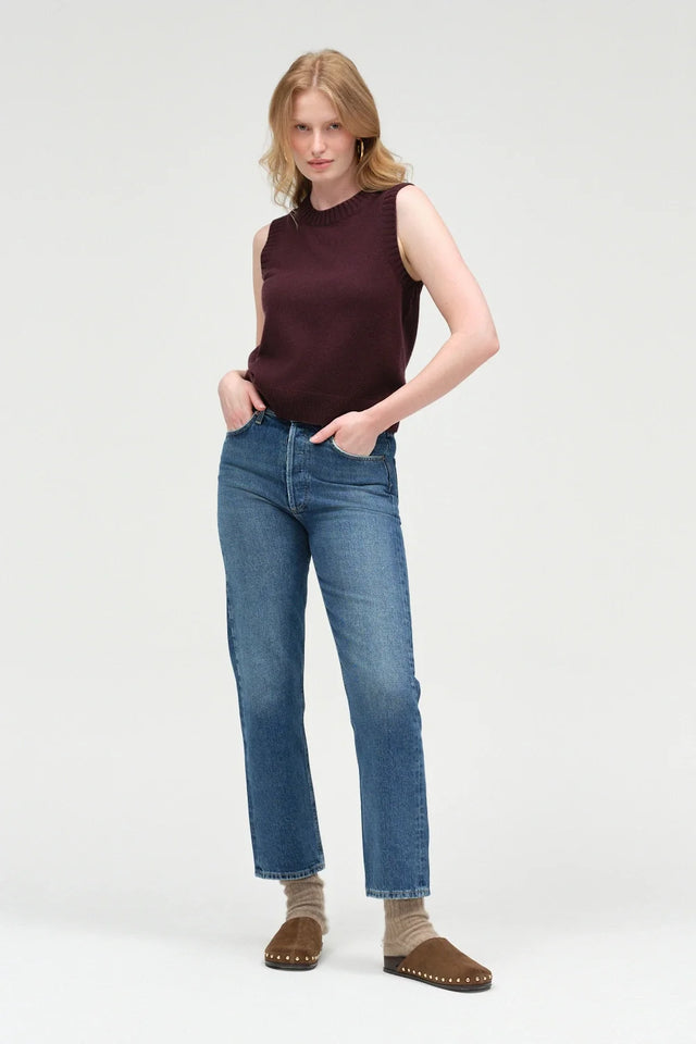 Aubergine Wool-Cashmere High-Neck Tank image 5