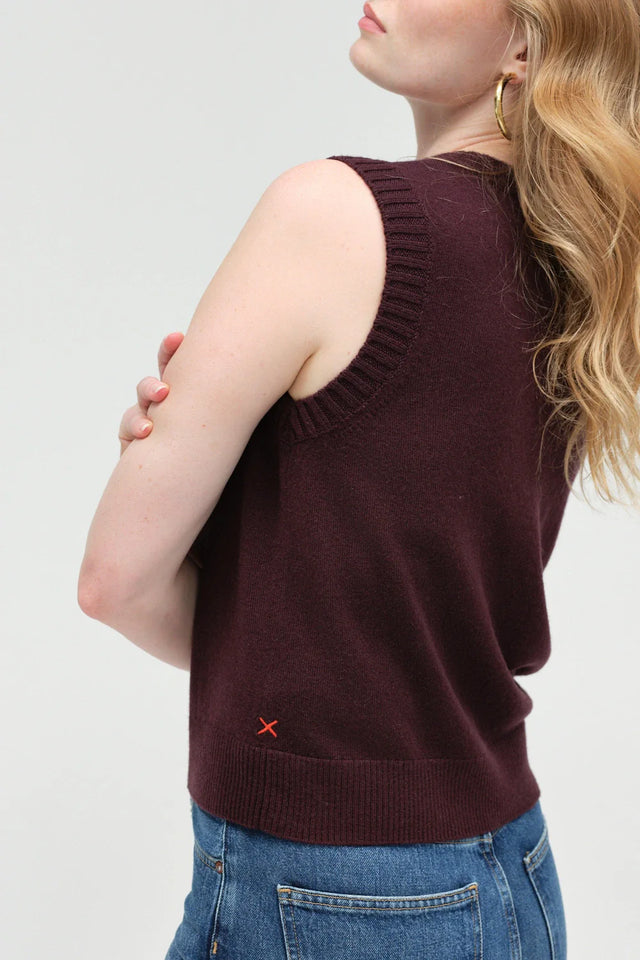 Aubergine Wool-Cashmere High-Neck Tank image 4
