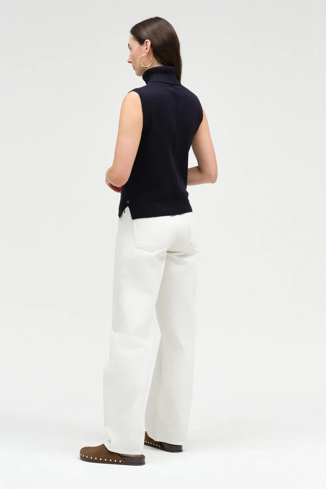 Navy Wool-Cashmere High-Neck Tank image 3