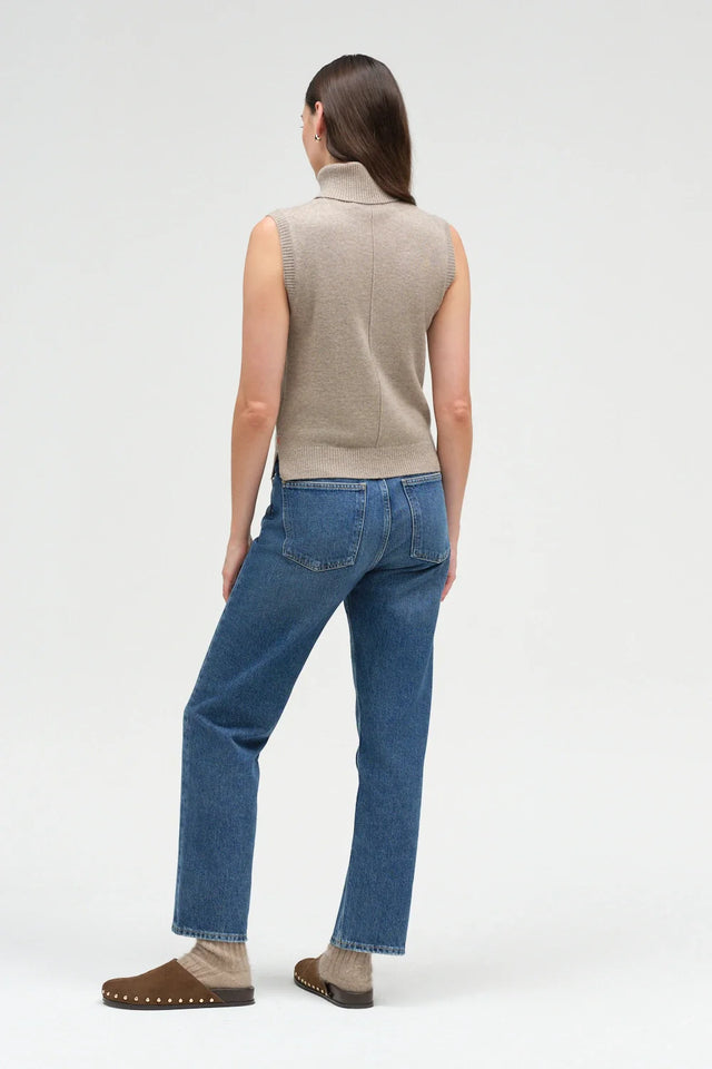 Warm-Oatmeal Wool-Cashmere High-Neck Tank image 3