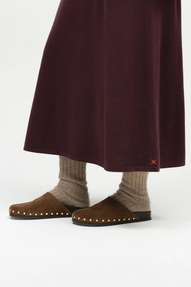 Aubergine Wool-Cashmere A-Line Polo Dress image 6