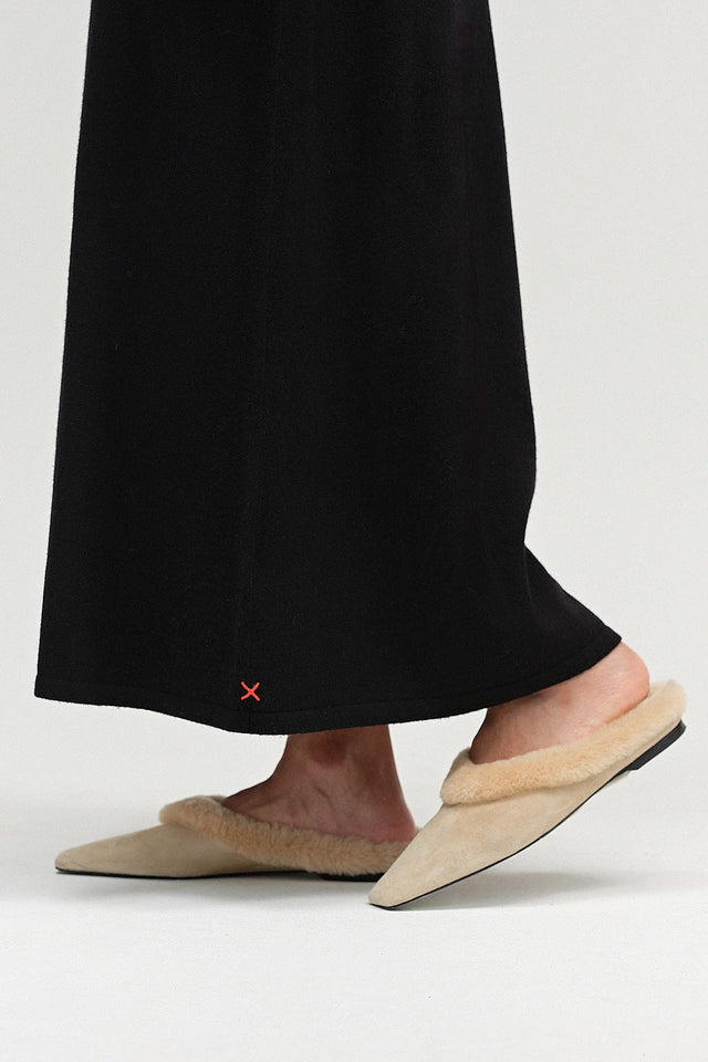 Black Wool-Cashmere A-Line Polo Dress image 5