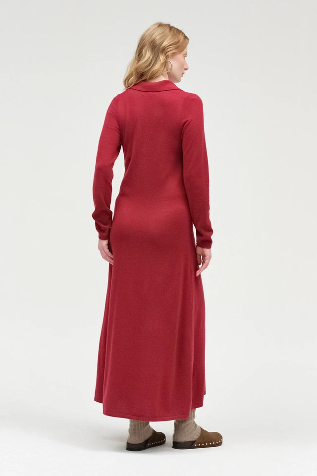 Cherry Wool-Cashmere A-Line Polo Dress image 3