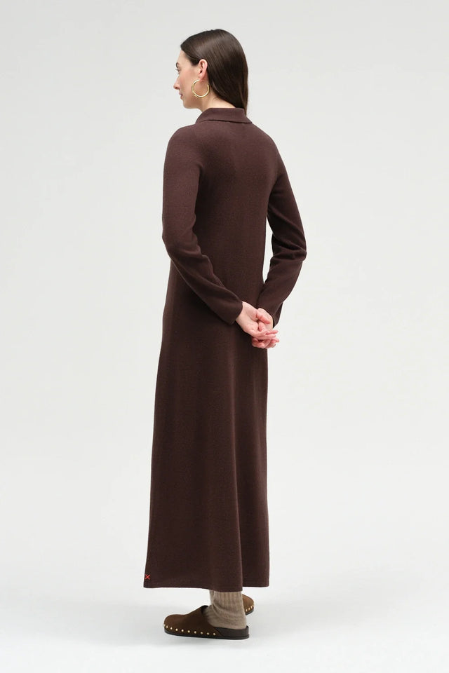 Chocolate Wool-Cashmere A-Line Polo Dress image 3